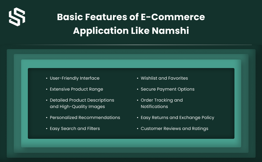 Basic Features of E-Commerce Application Like Namshi
