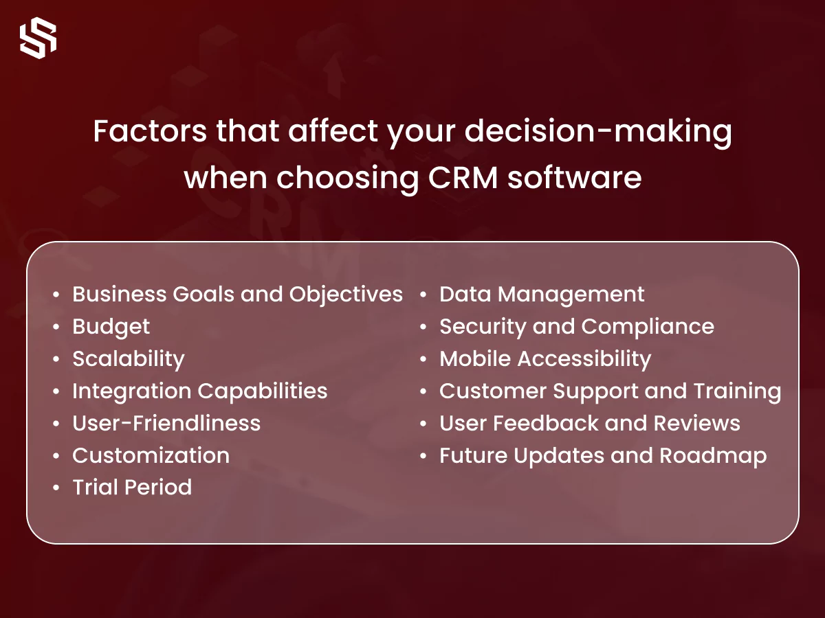 Factors that affect your decision-making when choosing CRM software