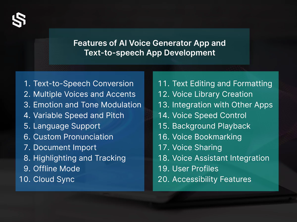 Features of ai voice generator app and text-to-speech app development