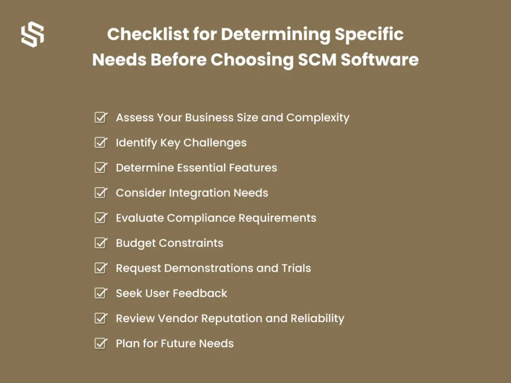 Checklist for Determining Specific Needs Before Choosing SCM Software