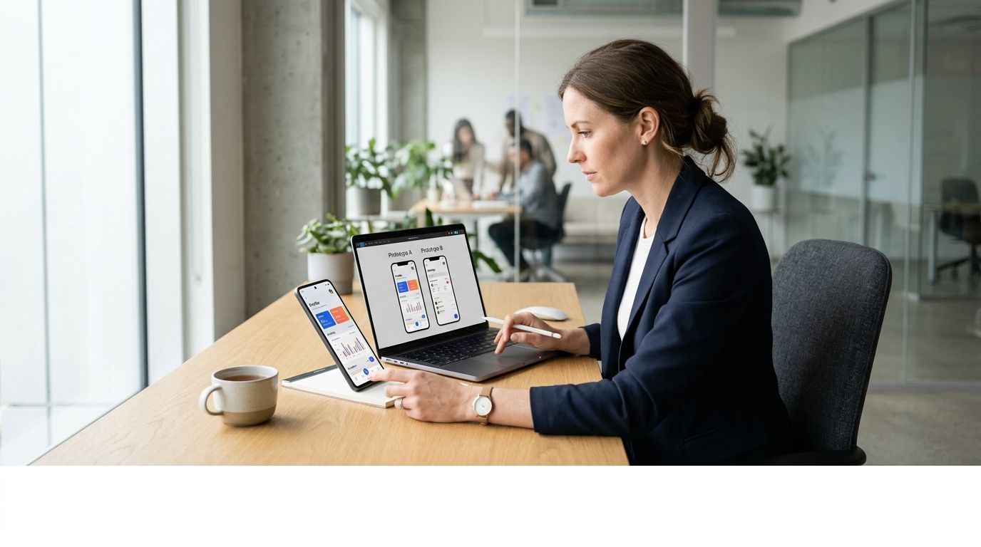 Operations manager reviewing AI supply chain forecasting dashboards in a warehouse