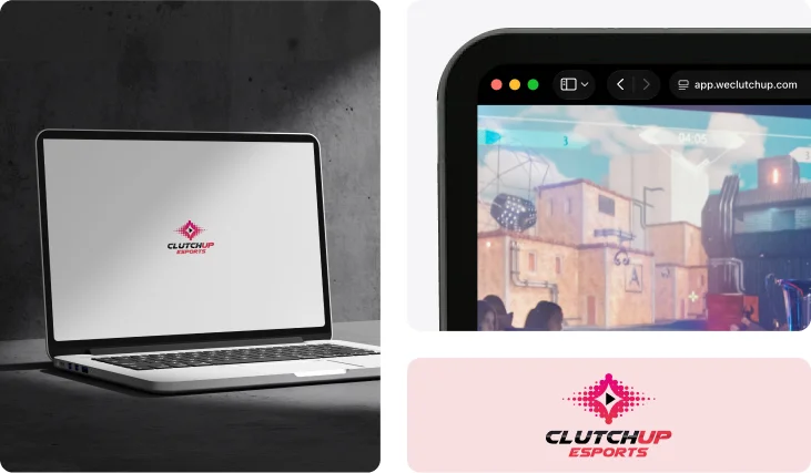 Clutch Up branding + laptop mockup