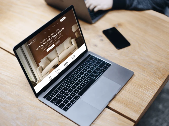 Ultrastiff website shown on a laptop