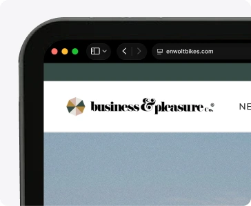 Business & Pleasure Co. website in a desktop browser window