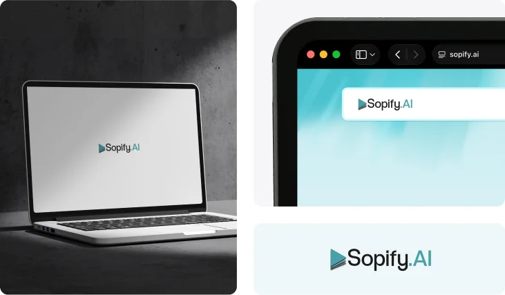 Sopify.AI branding + laptop mockup