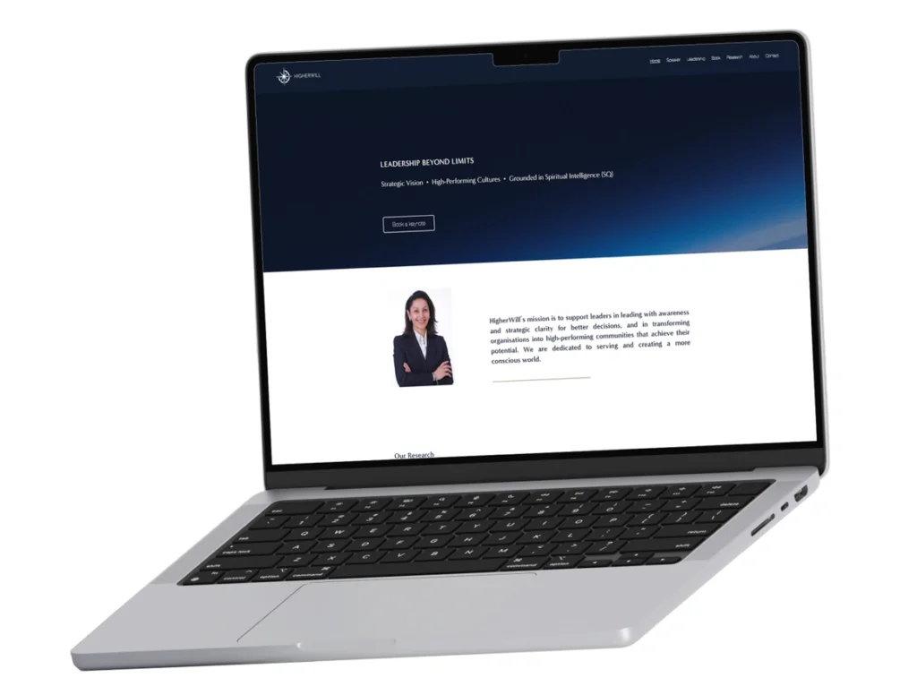 HigherWill website shown on a laptop