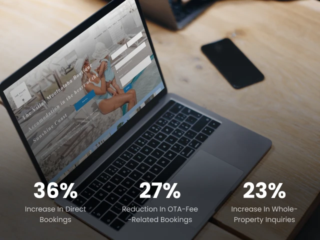 The Villas Mooloolaba website mockup with key project results