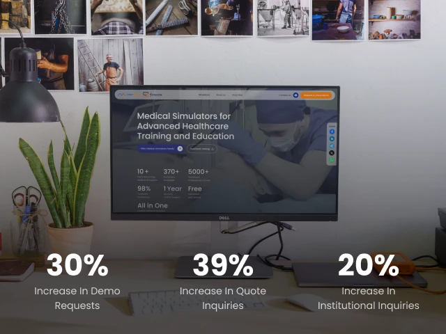 MedVision website mockup with key project results