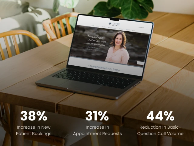 Lauren Zimski MD website mockup with key project results