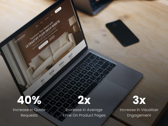 Ultrastiff website mockup with key project results