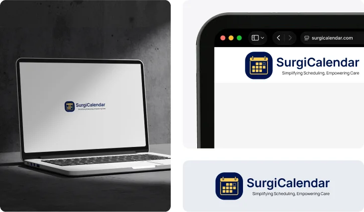 Surgicalendar branding + laptop mockup