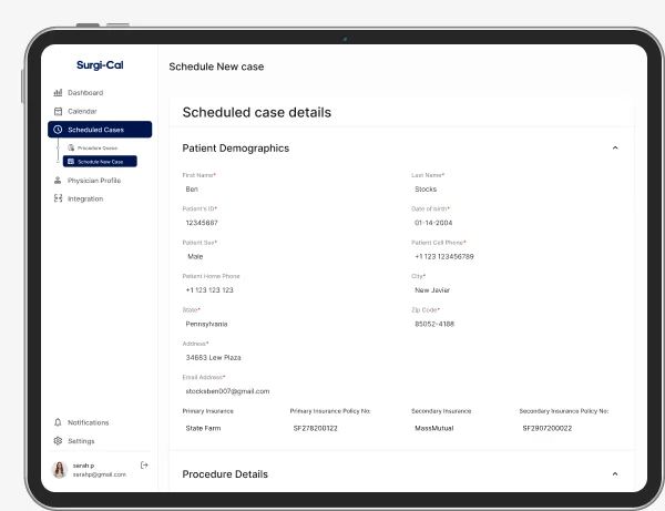 Surgicalendar screen 4