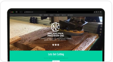 Philadelphia Precision CNC website in a desktop browser window