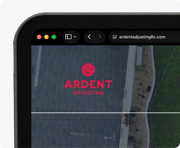 Ardent Adjusting website in a desktop browser window