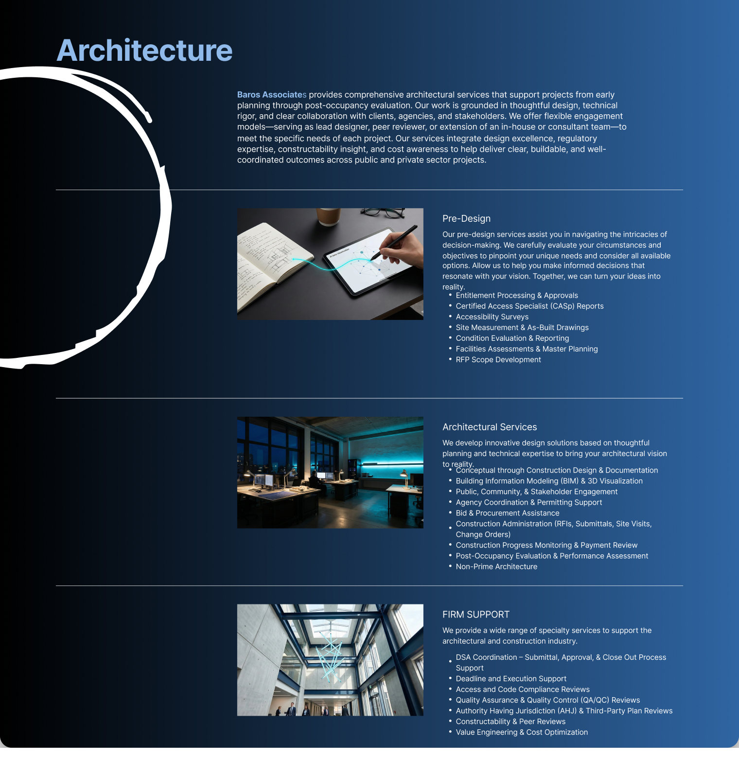 baros-associates website screen 2