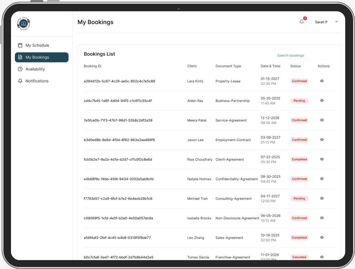book-notary web app screen 2