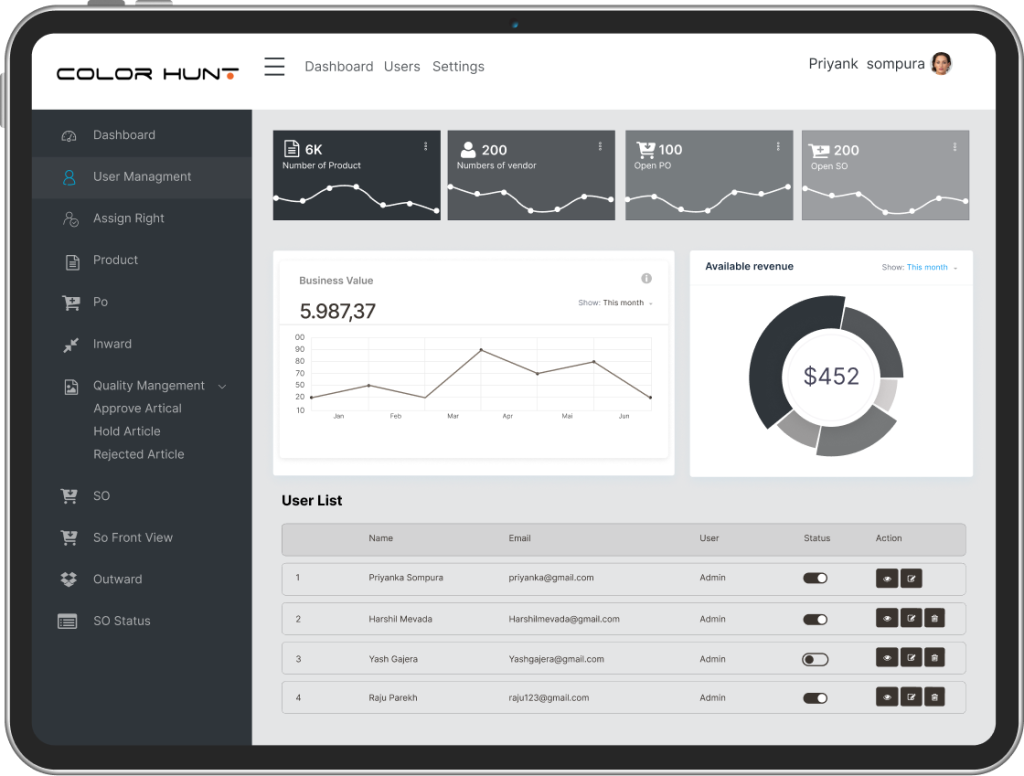 color-hunt website mockup
