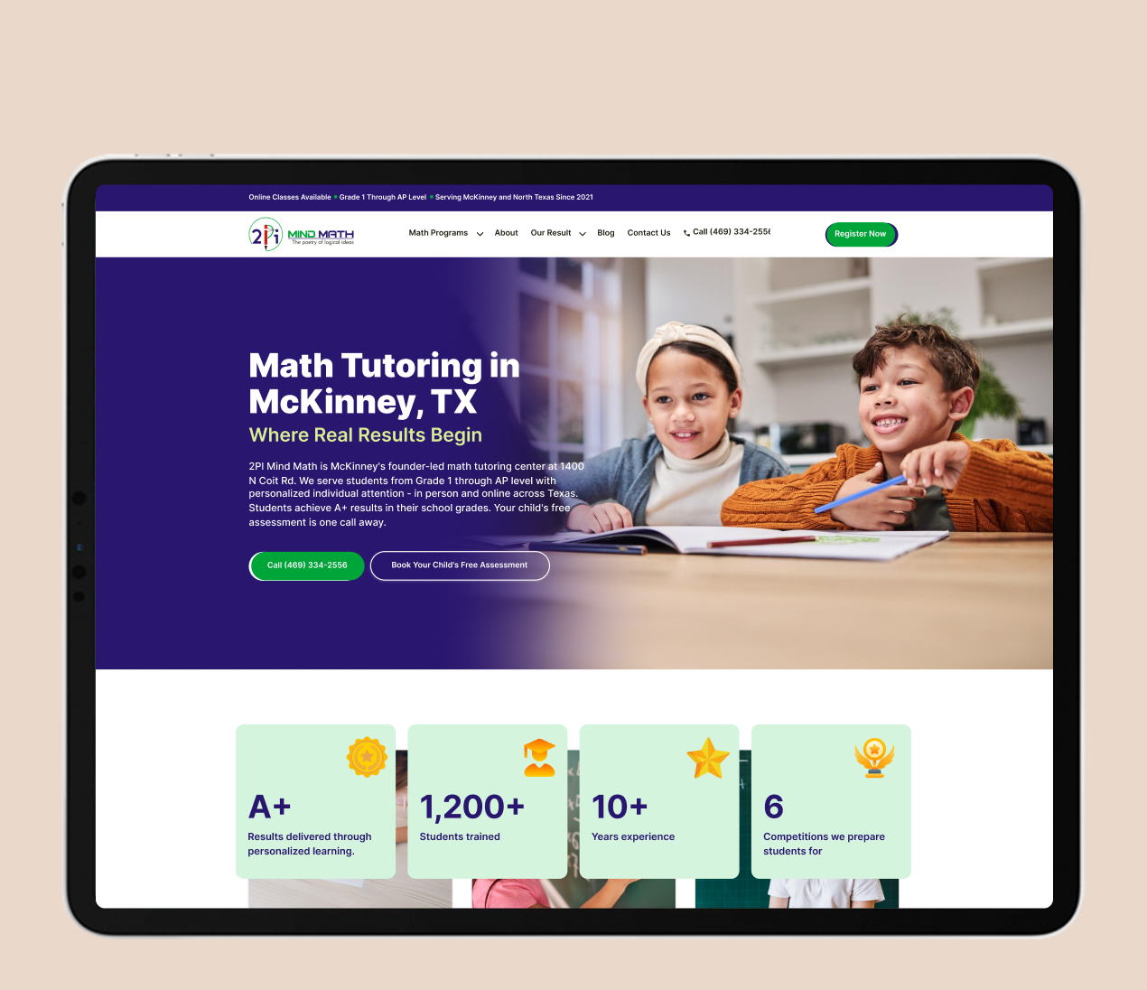 2PI Mind Math website preview