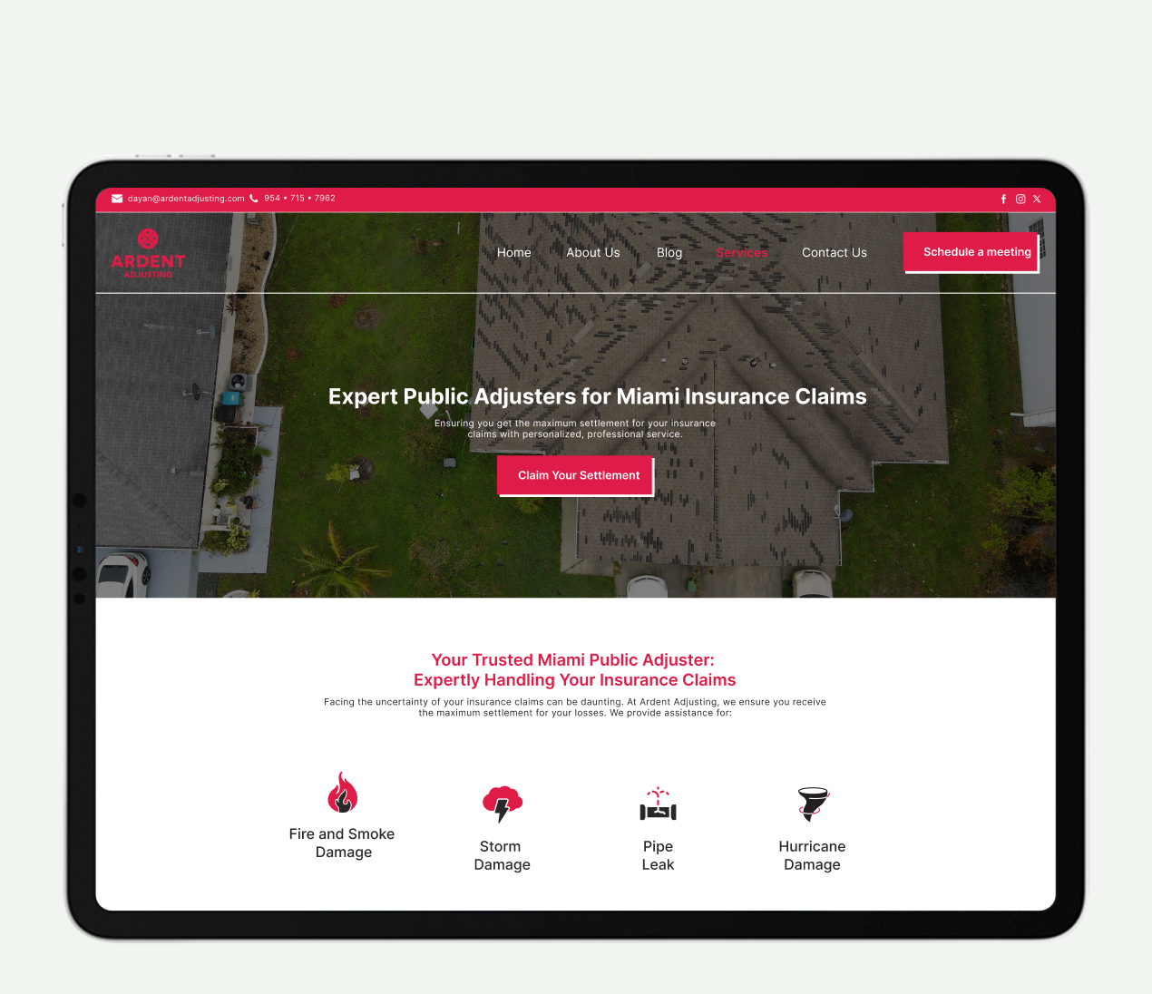 Ardent Adjusting website preview