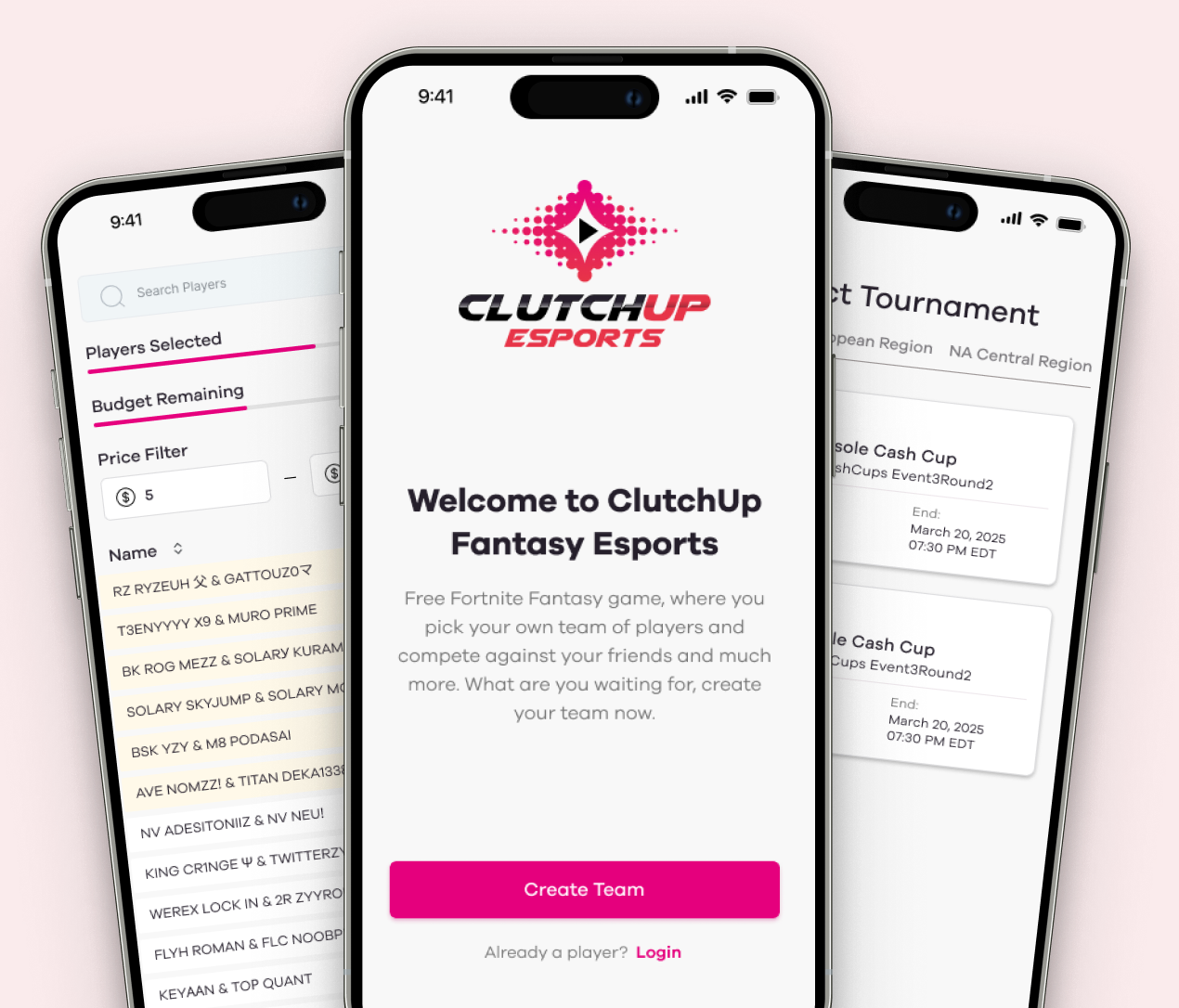 Clutch Up mobile app screens