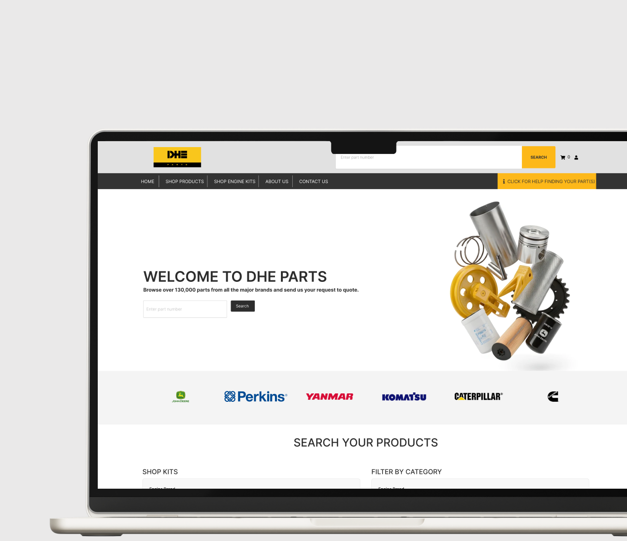 DHE Parts website preview