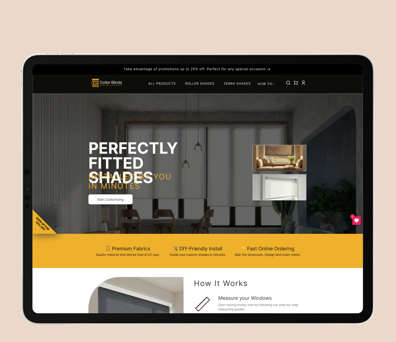 Dollar Blinds website preview