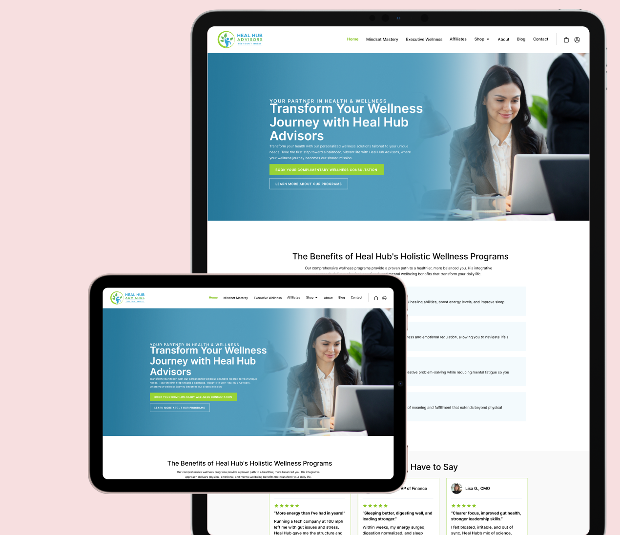 Heal Hub Advisors case study card mockup