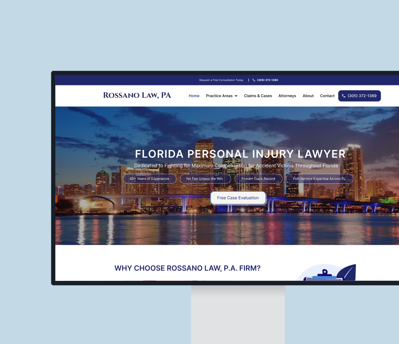 Rossano Law case study card mockup