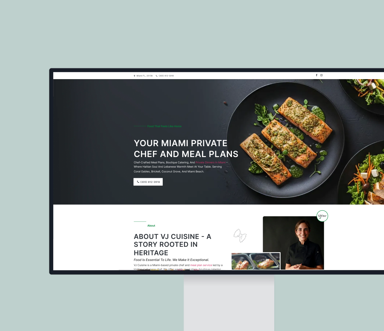 VJ Cuisine website preview