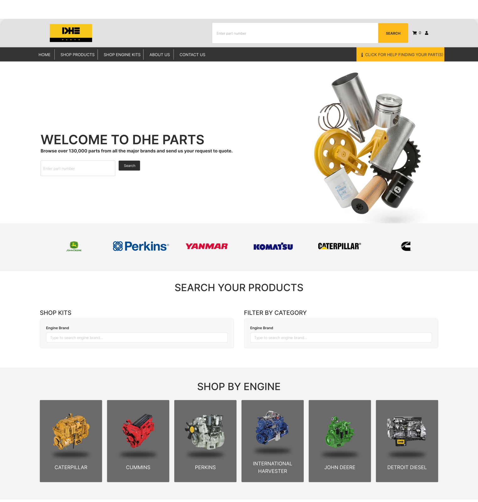 dhe-parts website screen 1