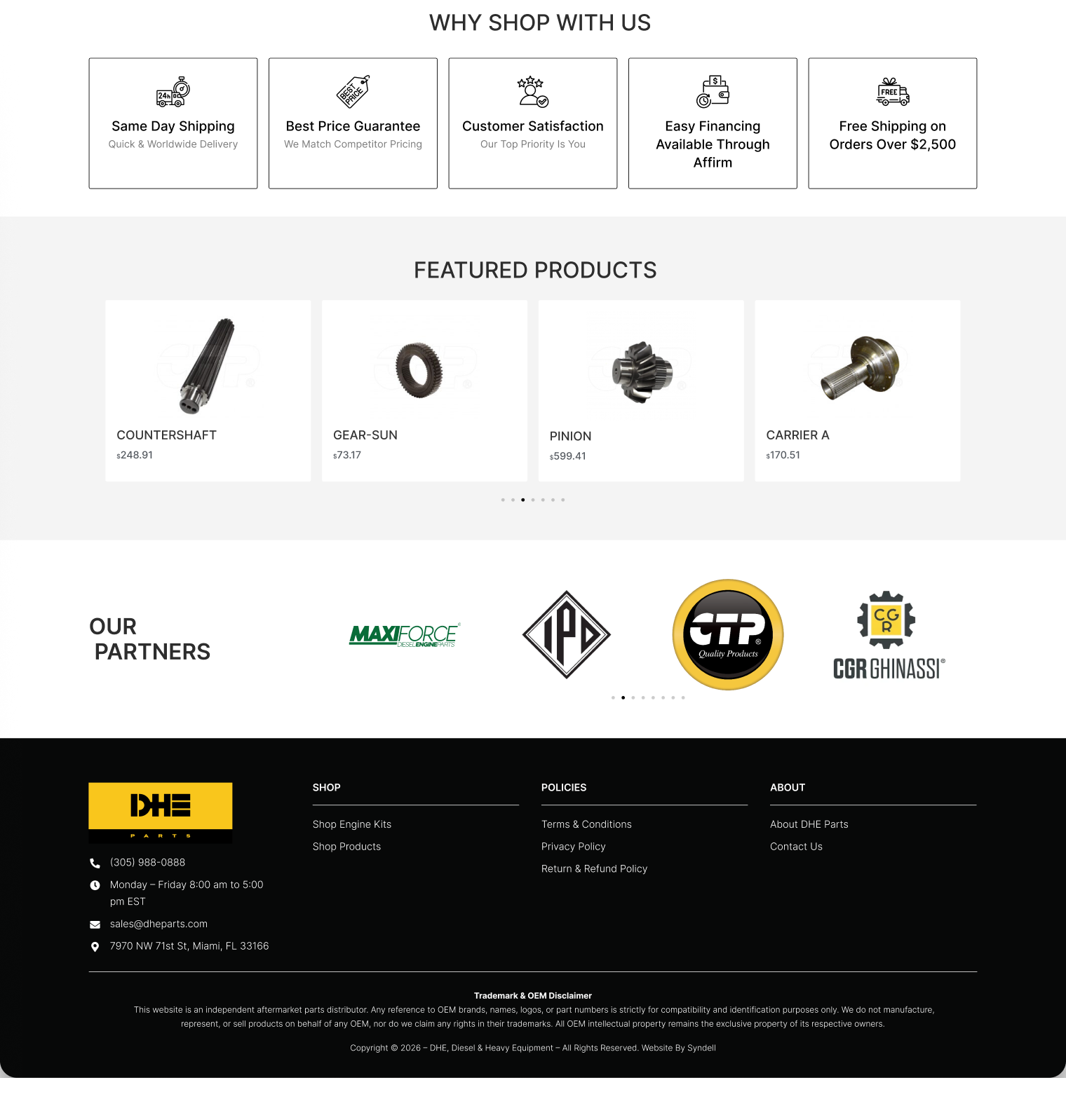 dhe-parts website screen 2