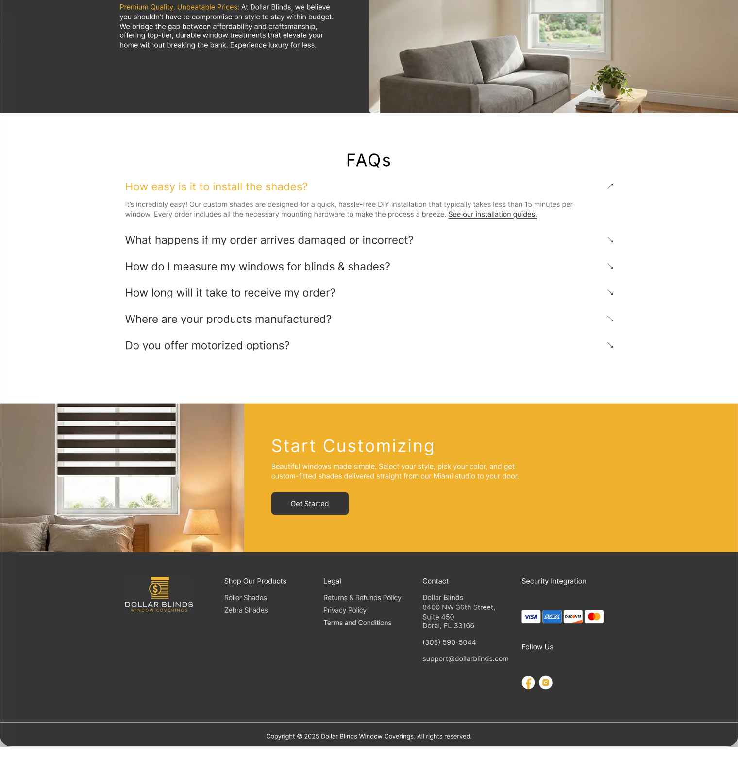 dollar-blinds website screen 2
