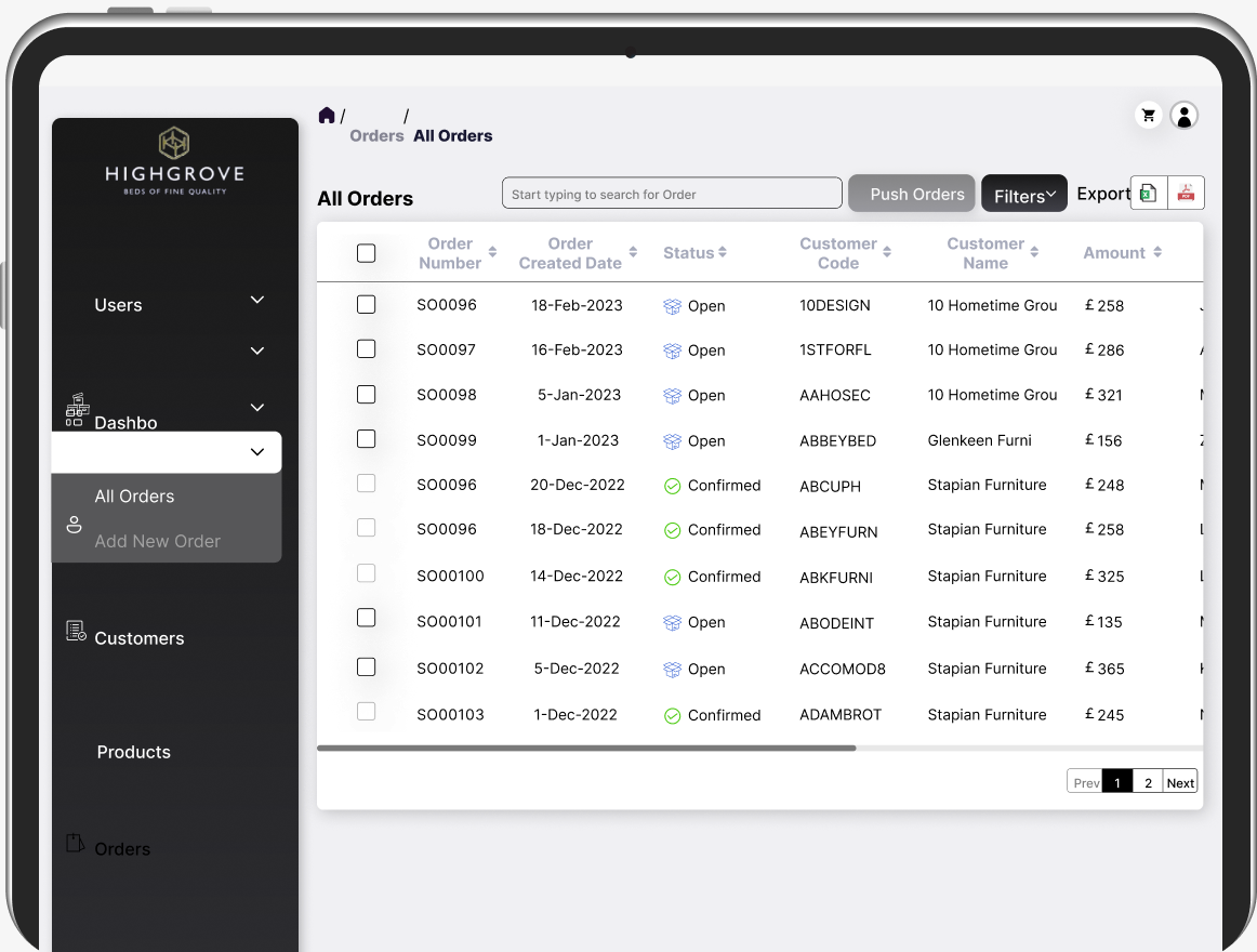 Highgrove web app screen 4