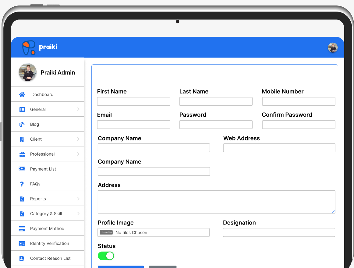 Praiki web app screen 2
