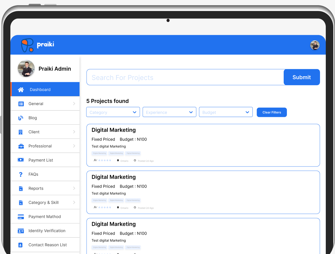 Praiki web app screen 3