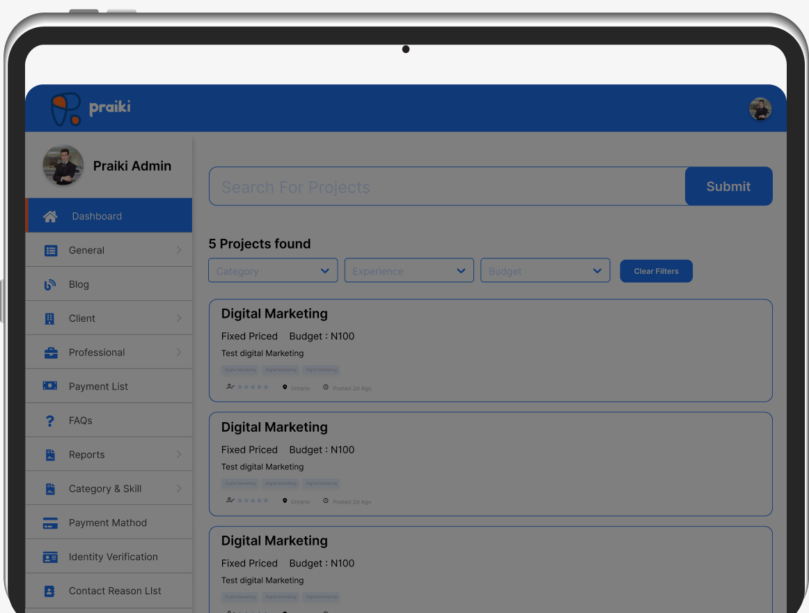 Praiki web app screen 4