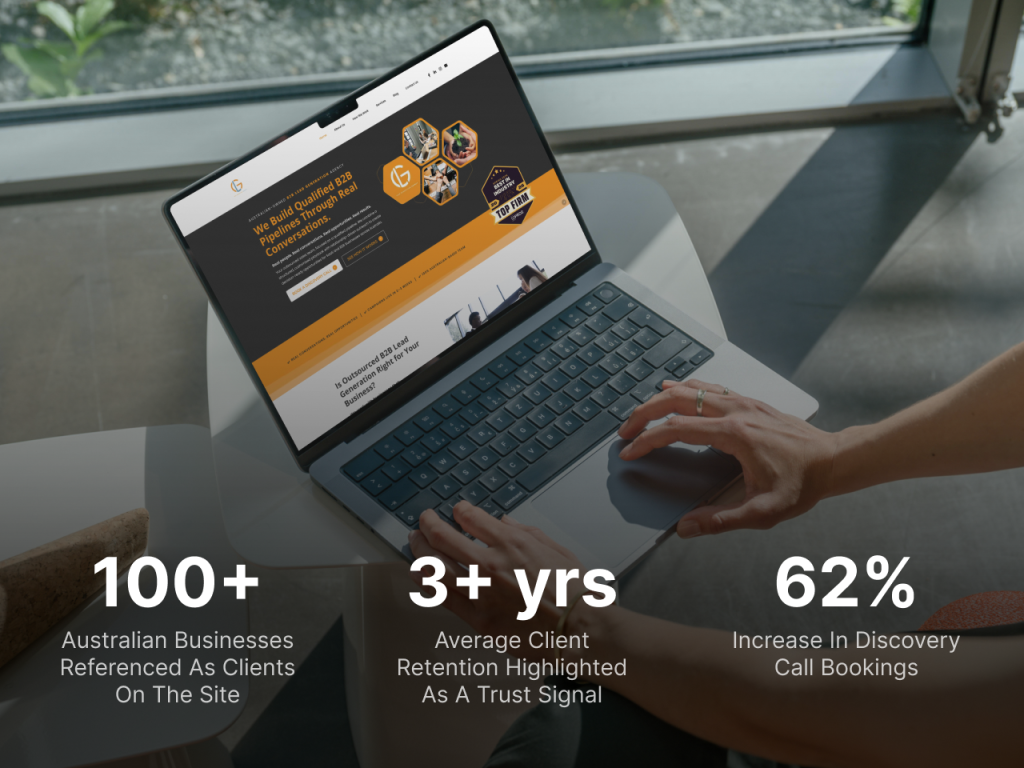 Gen Leads - case study card, hover state with results