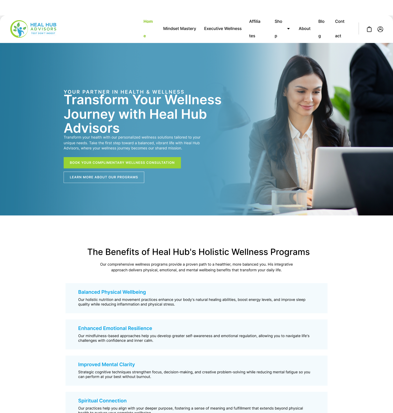 heal-hub website screen 1