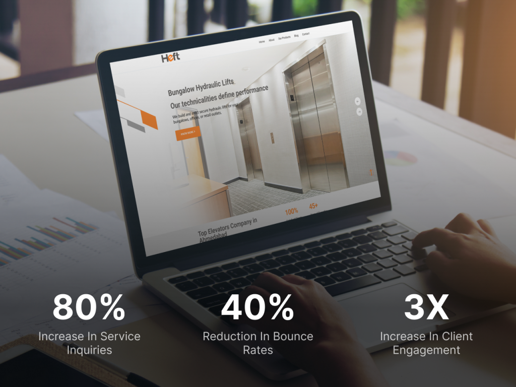 Heft Lifts - case study card, hover state with results