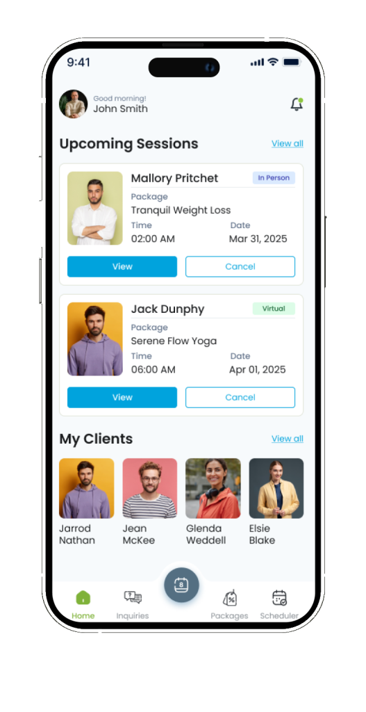 HWA mobile app UI screen 1