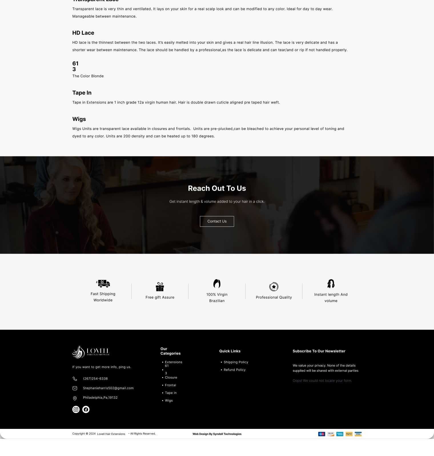 lovell-hair-extensions website screen 2