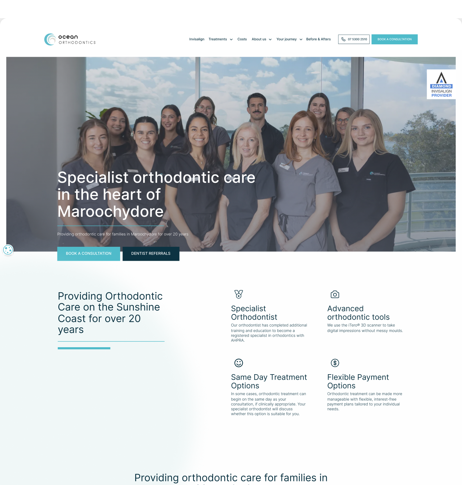 ocean-orthodontics website screen 1