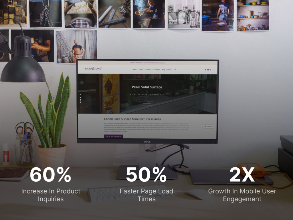 Solid Surface - case study card, hover state with results
