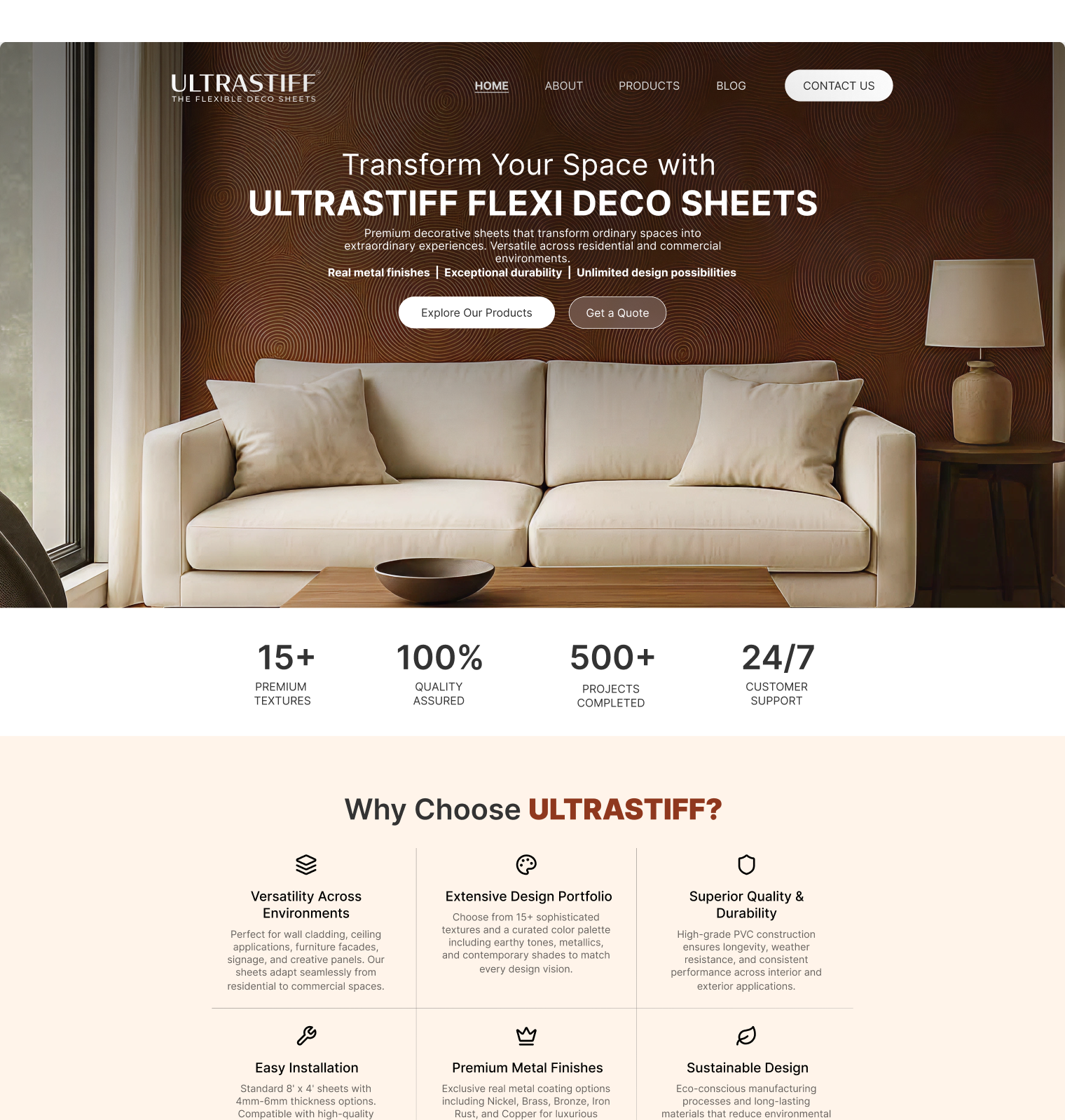 ultrastiff website screen 1