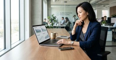 Subscription business leader reviewing customer retention and churn dashboards