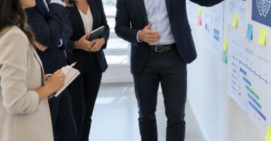 Technology consultant walking executives through an AI project roadmap