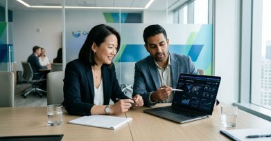 Business leaders reviewing a generative AI application